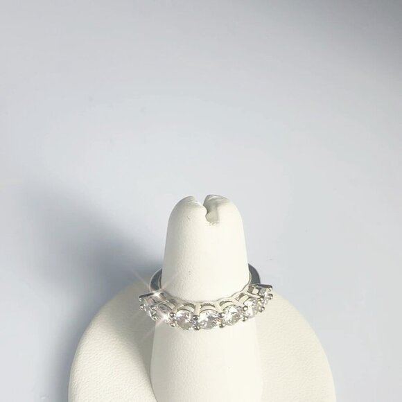 Cubic Zirconia Silver Tone Band Ring Size 10 - Picture 4 of 17